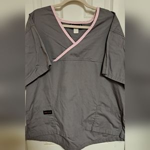 Womans Melrose Grey and Pink Scrub top 3XL
